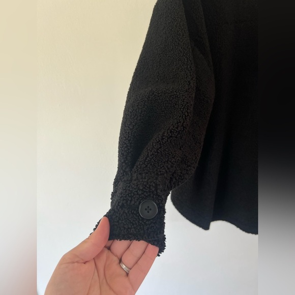 Good American‎ Contour Faux Shearling Jacket Black Sherpa Shacket Size S/M - Picture 10 of 12